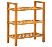 Wooden Shoe Rack 3-Shelf Solid Oak Natural 50x27x60 cm Slim Hallway with Handles