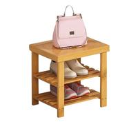 Wooden Shoe Rack 3-Tier Storage Bench Farmhouse Entrywaywith Storage Compartment Perfect for Hallway Living Room Bathroom (Size: 40 x 27 x 45 cm)