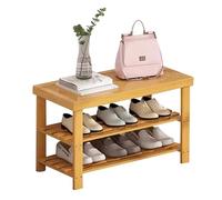 Wooden Shoe Rack - 3-Tier Storage Bench Farmhouse Style Perfect for Hallway Living Room Bathroom nization