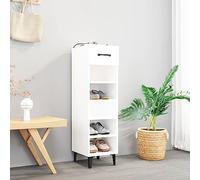 Wooden Shoe Rack, 30x35x105 cm, White, Multi-Layer Entryway nizer, Space-Saving Open Shoe Cabinet, Versatile Metal and Plywood Design for Home Storage