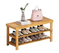 Wooden Shoe Rack Bench 3-Tier StorageFarmhouse Style for Hallway Living Room & Bathroom - Space-Saving Entryway Solution