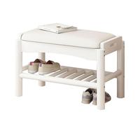 Wooden Shoe Rack Bench for Entryway Upholstered Seating with 2 Shelves Stylish Storage for Hallway Living Room Bedroom Bathroom (Color: A Size: 45x30x100 cm)