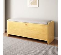 Wooden Shoe Rack Bench with CushionTipping Bucket Shape Stylish Hallway Storage for Living Room Bedroom Mudroom60cm/24in Yellow Shoe Cabinet
