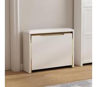 Wooden Shoe Rack Bench with Storage Entrywaywith Flip Drawer Padded Seat for Hallway & Living Room Shoe Cabinet Shelf for Porch Entrance (White 60x17x47.5cm)