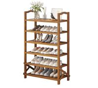 Wooden Shoe Rack, Foldable Storage Shelf with Handle, Easy to Move, High Load Capacity for Entryway, Hallway, Living Room, Organize Shoes Efficiently