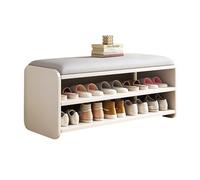 Wooden Shoe Rack with Cushion 2-Tier Shoe Storage Bench for Entryway Hallway Bedroom WardrobeStylish Seating Solution for Home Storage