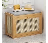 Wooden Shoe Rack with Padded Seat - Space-Saving Shoe Storage Bench for Living Room, Hallway, Bedroom - Stylish Entryway Solution