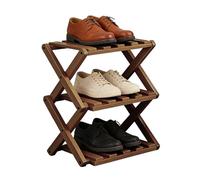 Wooden Shoe Stand - Three-Tier Shelf Stand with Multiple Lengths, Natural Sneaker Display, Personal Library Furniture in the Workplace, Piece for Living Area in the Bedroom, Space Saving