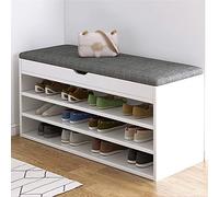 Wooden Shoe Sto Bench with Der Modern Shoe Cabinet with Door Upholstered Entryway Shoe Bench Cubby nizer for Living Room and Mudroom - White