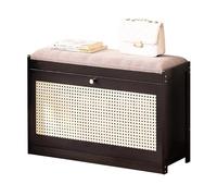 Wooden Shoe Storage Bench with Mesh Doors - 2-Tier Entryway Shoe Rack & Organizer for Hallway, Living Room, Mudroom - Space-Saving Solution