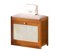 Wooden Shoe Storage Bench with Mesh Doors - 2-Tier Entryway Shoe Rack & Organizer for Hallway, Living Room, Mudroom - Space-Saving Solution