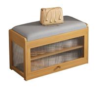Wooden Shoe Storage Bench2 Tier Entryway Organizer with 330 lb Capacity Stylish Shoe Cabinet for Hallway Mudroom and Entryway Storage Solution