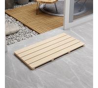 Wooden Shower Mat - Non-Slip Bamboo Bath Mat for Bathroom and Kitchen - Waterproof Entrance Door Drying Mat - Solid Wood Duck Board