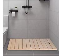 Wooden Shower Mat Non Slip Bathroom Floor for Bathtub Pool Use Commercial Grade Waterproof Bath,Robust Bamboo Bath Mat Waterproof Wooden Shower Mat Rectangular Painted Bath Rug Easy to Clean