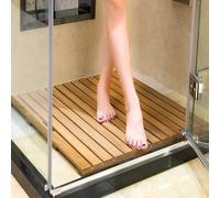 Wooden Shower Mat Non Slip Bathroom Floor for Bathtub Pool Use Commercial Grade Waterproof Bath,Teak Wooden Bath Mat with Non Slip Feet and Handles Solid Wood Bamboo Shower Mat for Bathroom