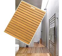 Wooden Shower Tray Mat with Drain Hole, Rectangular Decorative Bath Mats Non Slip for Inside Shower, Slated Platform Wood Mat for Floor(60x40cm/24x16in)