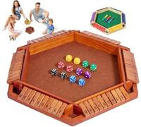 Wooden Shut The Box Game 4 Player Dice Table Game, Double Shutter Math Number Board, Classic Wooden Strategy Toy, Family Board Games for Kids and Adults (Wood)