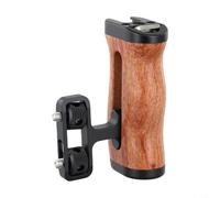Wooden Side Handle for Camera Cage Ergonomic Grip(wooden handheld grip) | Ergonomic wood grip, aluminum alloy build, left/right switch, cold shoe mount, strap eyelet included
