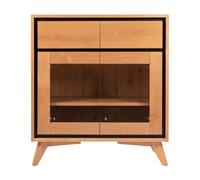 Wooden Sideboard Buffet Cabinet with Glass Doors - Versatile Decorative Storage for Living Room & Kitchen, 90x46x100cm - Stylish Home & Bathroom Furniture