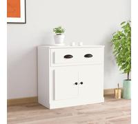 Sideboard White Engineered Wood 70x35.5x67.5 cm Slim Storage Cabinet with Doors