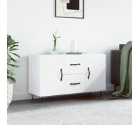Sideboard White 100x36x60 cm Engineered Wood Metal Legs Storage Cupboard withTop