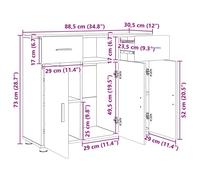 Wooden Cabinet with Drawer Concrete Grey 88.5 x 30.5 x 73 cm