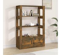 Wooden Sideboard Smoked Oak 80x30x119.5cm Engineered Wood 2 Doors Hallway Unit.