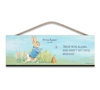 Wooden Sign (45 x 15 cm) - Beatrix Potter - Peter Rabbit - Now run along and don't get into mischief