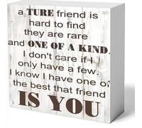Wooden Sign A Ture Friend Is Hard To Find They Are Rare And One Of A Kind I Don'T Care If I Only Have A Few Wood Box Sign Rustic Farmhouse Home Office Desk Shelf Decor (5 X 5 Inch)
