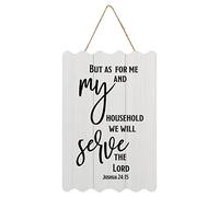 Wooden Sign But As for Me and My Household, We Will Serve The Lord Joshua Rustic Signs Wall Hanging for Home Farmhouse Wall Decorations Bathroom Decor Wall Art 8x12 Inch