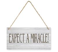 Wooden Sign Expect A Miracle Decor Sign, Printed Wood Wall Art Sign, Hanging Wood Sign Home Decorative, Rustic Farmhouse Welcome Wood Sign Decor Wall Art 12X6 In