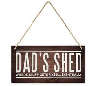 Wooden Sign For Front Door Dad'S Shed Where Stuff Gets Fixed Eventually Home Decorative Printed Wood Wall Art Sign Yard Garden Porch Decor Sign Farmhouse Front Door Decor Sign 12X6 Inch