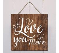 Wooden Sign Love You More Signs Home Wall Art Decor Wood Plaque Sign Valentine's Lover's Sweet Quote Saying Farmhouse Style Hanging Sign Rustic Kitchen Decor 12x12in St Patricks Day Party