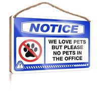 Wooden Sign Moisture-resistant Coat & Polished Border - Friday Bathroom Wall Art/Coffee Decor For Kitchen | Notice We Love Pets But Please No Pets In The Office