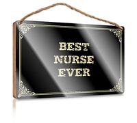 Wooden Sign Plaque Wood-based Panel/Hanging Door Decor Pre-installed Hook - Western Office Decor | Kitchen Wall Decor Farmhouse Style, Best Nurse Ever