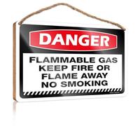 Wooden Sign Plaque | Wooden Board & Welcome Back Decoration Office Smooth Edge - Cool Office Decor/Country Decor For The Home, Danger Flammable Gas Keep Fire Or Flame Away No