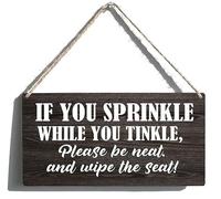 Wooden Sign Room Decorations Funny Toilet Wood Sign If You Sprinkle While You Tinkle Please Be Neat Wipe The Seat Sign Hanging Plaque Patio Decoration Rustic Wall Decor Wooden Sign 5x10Inch