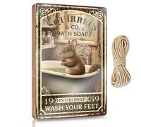 Wooden Sign Varnished Surface & Sanded Edge - Inspirational Wall Art | Small Decor For Shelves/Squirrels Bath Soap Wash Your Feet