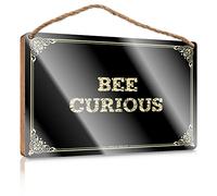Wooden Sign | Wall-mounted & Moisture-resistant Coat - Home Library Decor/Farmhouse Laundry Room Decor, Bee Curious