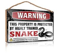 Wooden Sign Warning This Property Is Protected By A Highly Trained Snake -