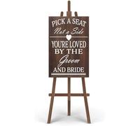 Wooden Signs/Pick a Seat Not A Side Sign You Are Loved by the Groom and Bride, Wedding Signs Kitchen Cafe Pub,Decor Gift 8x12 INCH