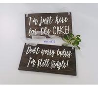 Wooden Signs/Set of 2 Ring Bearer Flower Girl Signs Dont Worry Ladies Im Still Single Im just here for The Cake Wedding Ceremony Signs Kitchen Cafe Pub Decor, Wood wal Art, Rustic Wood Decor Gift 5x10