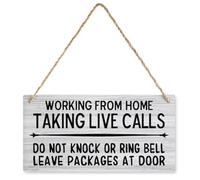 Wooden Signs Working From Home Taking Live Calls Do Not Disturb Funny Sign Rustic Wood Plaque House Decor For Front Door Porch Room, Playroom Decoration 12X 6 Inch