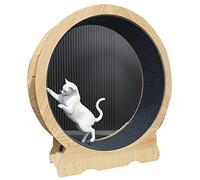 Wooden Silent Cat Exercise Wheel Treadmill For Indoor Cats, No Gap Anti-Pinch Lose Weight Quiet Hamster Wheel With Locking Device, Easy To Install,Onecolor-L-90cm(35.4in)