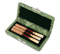 Wooden Silk Cloth Cover Case Holder Storage Box for 3pcs Oboe Reeds Durable Compact Lightweight Green 90x45x20mm