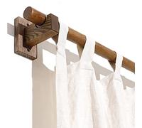 Wooden single rod/double rod curtain rod side mounted solid wood Roman rod walnut color simple curtain bracket load-bearing, 39.4 inches-55.1 inches (Color : Single rod, Size : 55.1 inches)