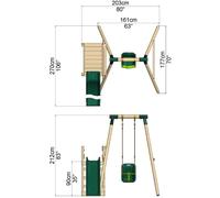 Wooden Single Swing Set with Baby Seat and Slide Pluto