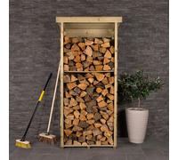 Wooden Single Tall Log Store Firewood Garden Storage Unit Charles Bentley Brown One Size