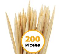 Wooden Skewers Pack of 200 - Durable Bamboo Sticks with - Ideal for BBQ, Kebab, Cake Topper, Chocolate Fountain and Fruits…