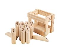 Wooden Skittles Throwing Game with 12 Skittles, 1 Throwing Pin and Carrying Box,Numbered Block Toss Games,Skittles Game for Gardens,Outdoor Games for Adults, Garden, Picnic, Beach, Party (A)
